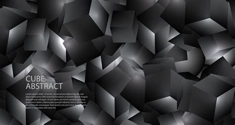 3D polygonal geometric black cube texture structure metallic background ...