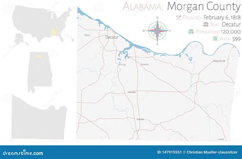 Map of Morgan County in Alabama Stock Vector - Illustration of ...