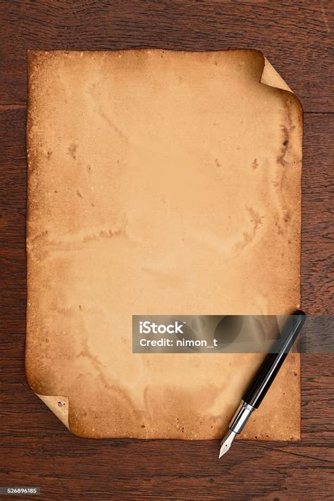 Ink Pen And Aged Paper Parchment Stock Photo - Download Image Now - Backgrounds, Blank, Brown ...