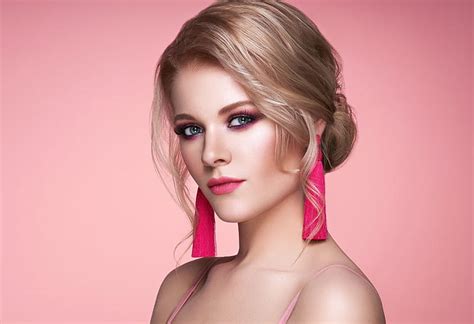 Keith upton, Blonde, face, Makeup, Earrings, Blue-eyed, HD wallpaper ...