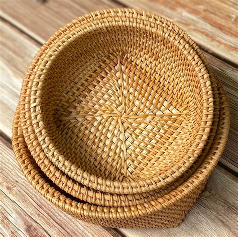 Bread Serving Basket Round Storage Baskets Woven Rattan - Etsy