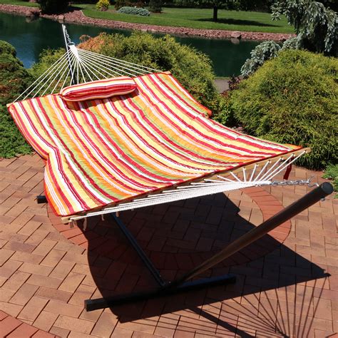 Sunnydaze Polyester Quilted Hammock Pad and Pillow Set Only, Outdoor ...