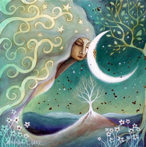 Earth Angels Art. Art and Illustrations by Amanda Clark: Earth and Moon.