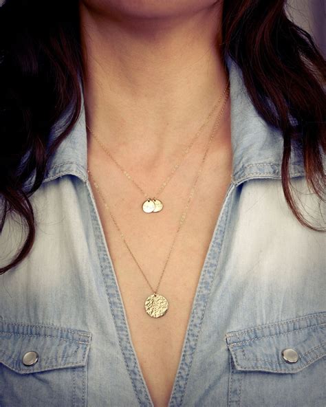 Layered Gold Necklace Disc/coins,custom Layering Necklace Set Initials ...