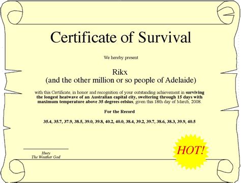 Survival Certificate, Adelaide Heat Wave '08 | Yes, over at … | Flickr