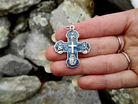 Large 5 Way Cross Pendant Blue Accent/Jesus Five way Cross | Etsy