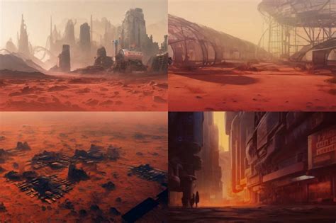 Red Sci Fi City on Mars Pack: 14 Visual Novel Backgrounds by Rachel Chen