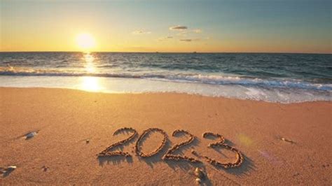 2023 Year On Sea Shore During Stock Footage Video (100% Royalty-free ...