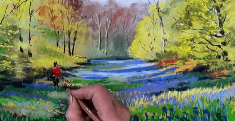 How to add figures to a landscape painting. She's actually working in pastels but this is a ...