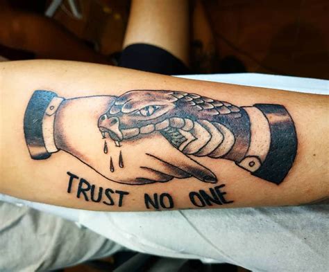 Trust No One Tattoo Forearm - Design Talk