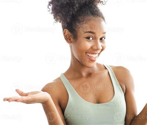 Beautiful black woman looking at camera smiling. portrait of African ...