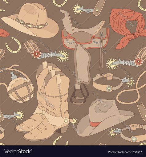 Seamless cowboy pattern Royalty Free Vector Image