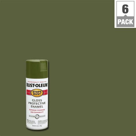 Rust-Oleum Stops Rust 12 oz. Protective Enamel Gloss Army Green Spray (6-Pack)-214087 - The Home ...