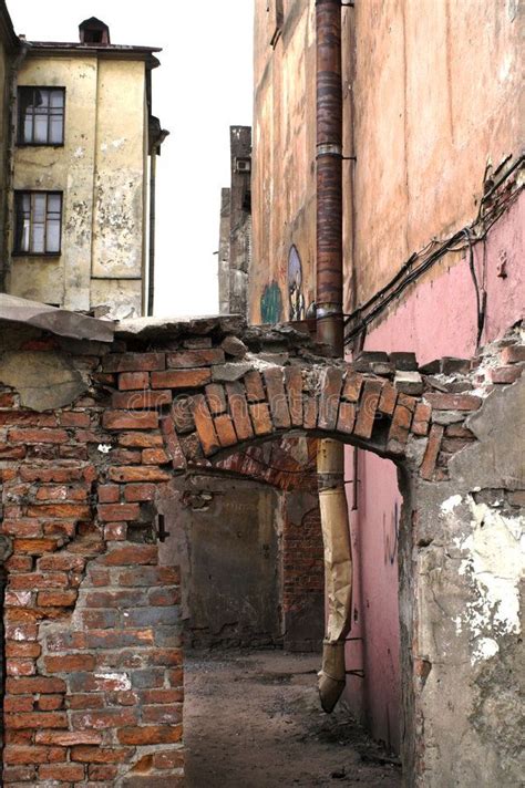 Urban slums. Inhabited urban slums in the center of Saint Petersburg ...