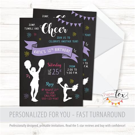 Cheer Birthday Party Invitation Cheerleader Invitation | Etsy | Printable birthday invitations ...