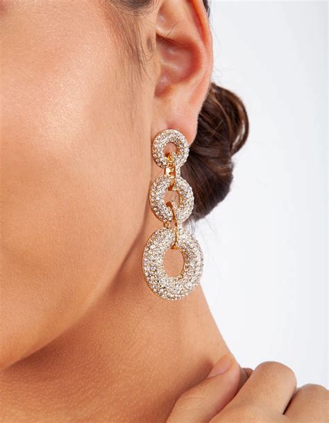 Gold Crystal Multi Hoop Drop Earring | Drop earrings, Loop earrings ...