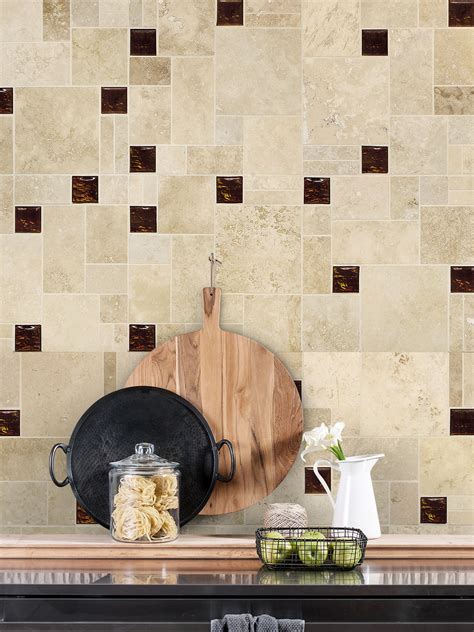 BA1043 – Travertine & Glass - Backsplash.com | Kitchen Backsplash Products & Ideas