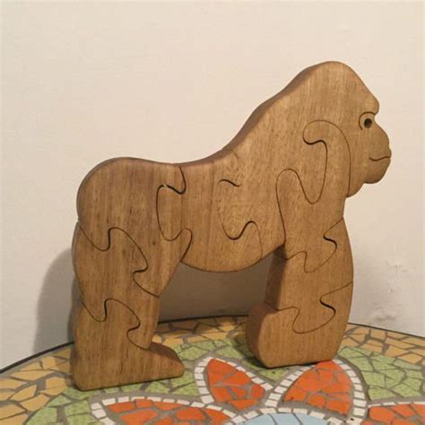 Wood puzzle, wooden puzzle toy, kids gift, Monkey puzzle, Gorilla puzzle, Ape puzzle, handmade ...