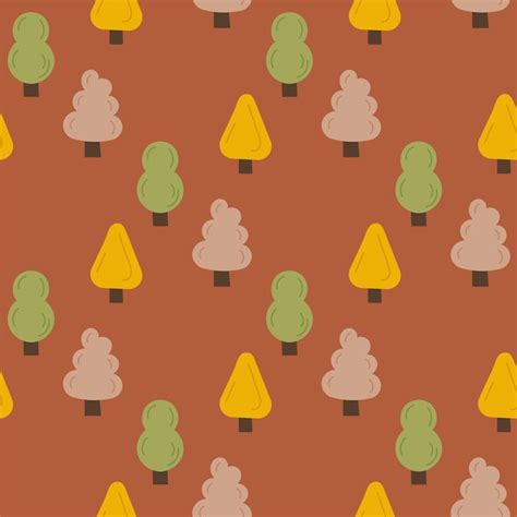 Premium Vector | Seamless pattern of cute trees brown cartoon boho background for textile fabric ...