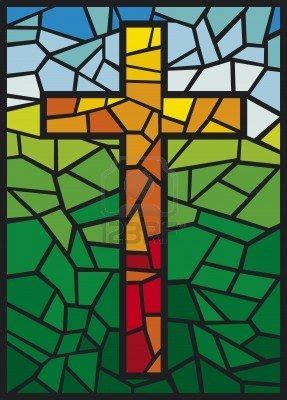 vector stained glass cross cross in stained glass style # ...