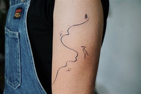 Minimalist Flowing River Tattoo Line Art Tattoos, Small Tattoos, Cool Tattoos, Tatoos, River ...