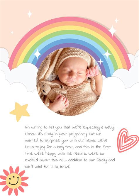 Rainbow Baby Announcement Template - Edit Online & Download Example | Template.net