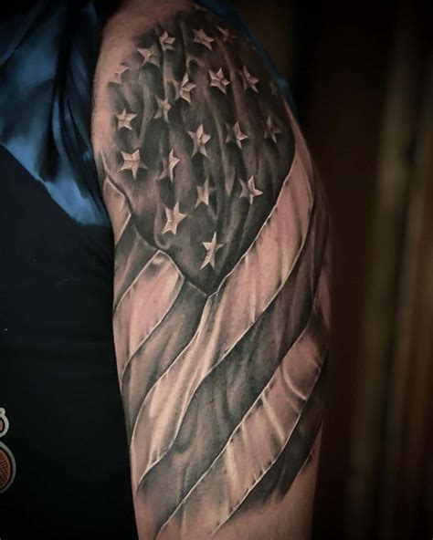 Battle Worn American Flag Tattoo