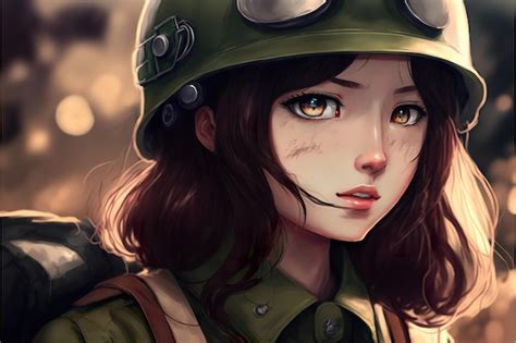 Premium Photo | Anime girl soldier in world war 2