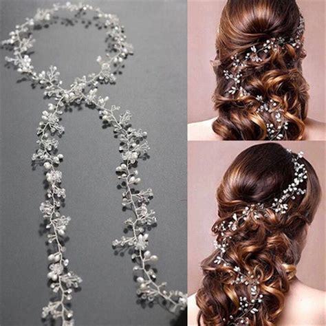 2018 Bridal Wedding Crystal bride hair accessories Pearl Flower ...