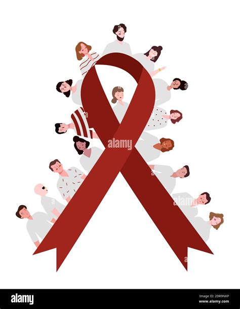 people around red ribbon awareness solidarity survivor hiv aids day ...