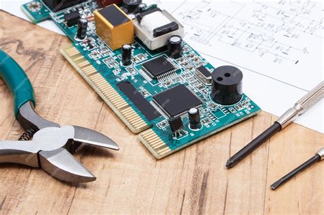 Premium Photo | Circuit board with transistors resistors capacitor diagram of electronics and ...