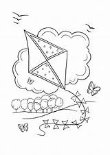 Flying Kite Coloring Page sketch template