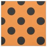 Black polka dots on orange fabric | Zazzle