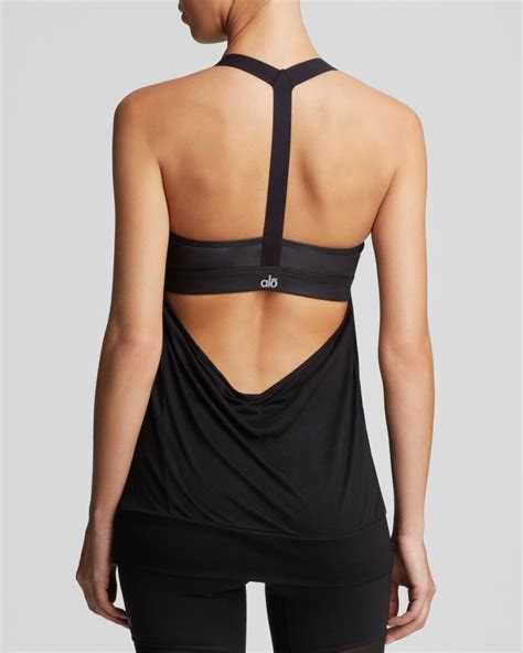 Alo yoga Current Y-Back Shelf Bra Tank Top in Black | Lyst