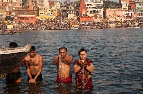 Holy Bath in River Ganges in Varanasi Editorial Photo - Image of asia ...