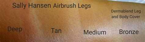 Sally Hansen Airbrush Legs Color Chart