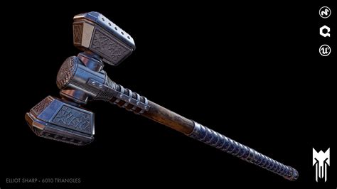 Elliot Sharp - Freelance 3D Artist - WIP Melee Weapons Pack for UE4 - Great Hammer