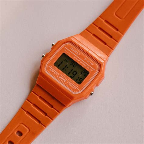 Orange Casio F-91W Alarm Chronograph WR Quartz Watch – Vintage Radar