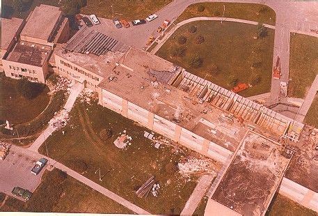 Aerial view of Creighton Prep high School, Omaha, NE, after the May ...