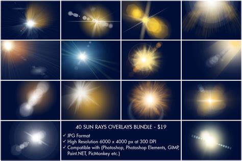 Download Sun Ray Overlay for Free|Sun Ray Overlay Photoshop Bundle