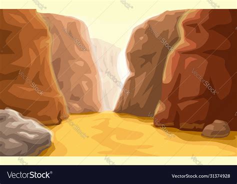 Cartoon canyon landscape at bottom Royalty Free Vector Image