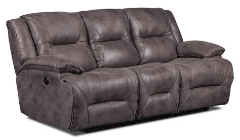 Lancer Faux Suede Fabric Power Reclining Sofa – Grey | The Brick