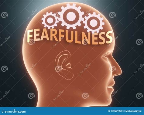 Fearfulness Inside Human Mind - Pictured As Word Fearfulness Inside a Head with Cogwheels To ...