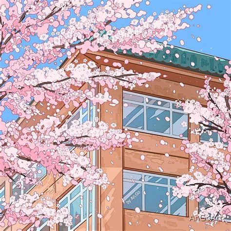 Japanese high school and cherry blossom blossom | Hintergrundbilder ...