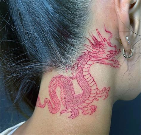 Dragon Tattoo Behind Ear, Red Dragon Tattoo, Dragon Tattoo For Women, Cute Hand Tattoos, Hand ...