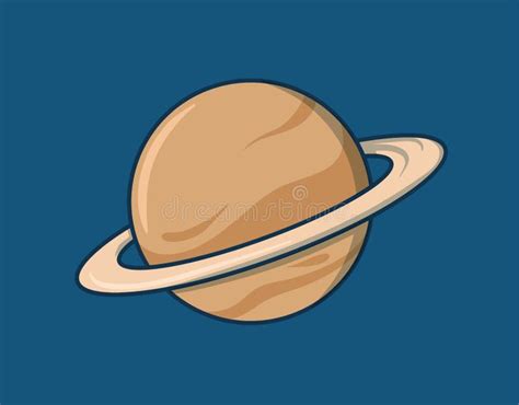 Cartoon Saturn Planet with Rings. Flat Vector Illustration on Blue ...