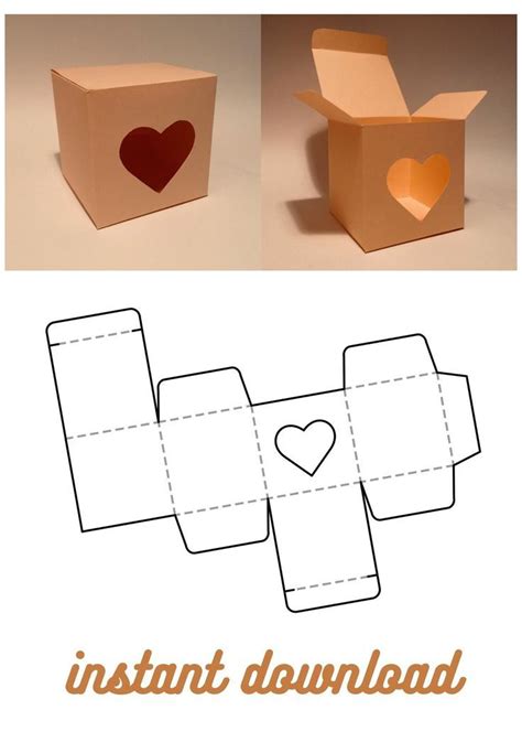 Heart Box Template | Gift box template, Diy gift box template, Heart ...