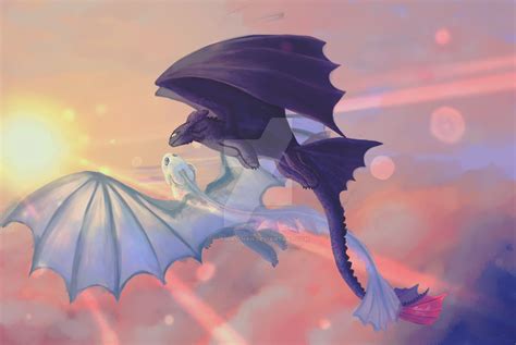 Toothless and Light Fury fanart by Sutsukichan on DeviantArt