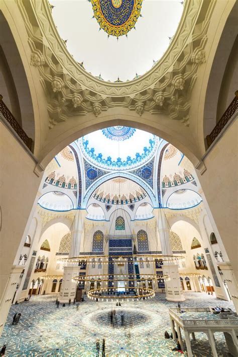 CAMLICA MOSQUE in Istanbul, Turkey. ISTANBUL, TURKEY - MARCH 12, 2019: CAMLICA MOSQUE interior ...