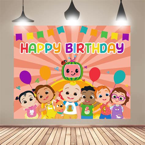 Buy Cocomelon® Theme Happy Birthday Banner Backdrop - Cocomelon Backdrop for Birthday Decoration ...